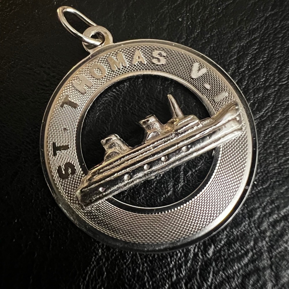 MGM Sterling Silver St Thomas VI Cruise Ship Pendant Charm 1" Nautical